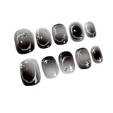 Uñas postizas hechas a mano con efecto hielo corto, con parches de cambio gradual, uñas postizas hechas a mano | 365nails