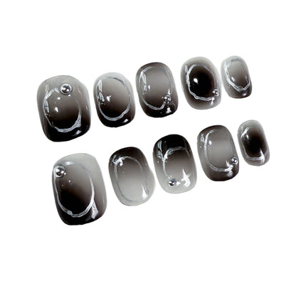 Handmade press on nails short ice through the gradual change nail patch press-on nails pure hand fake nails｜365nails