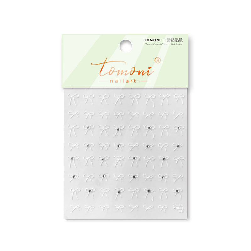 Minimalist Black Bow: "Elegant Crystal Bow" – 5D Embossed Nail Sticker