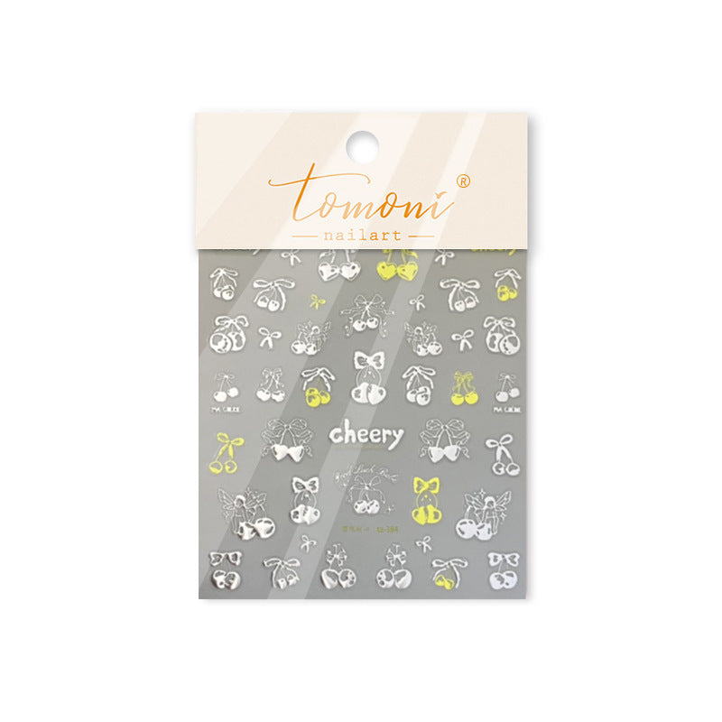 nail stickers Cherry & Bow Nail Stickers – 5D Embossed Sweet Cherry Set