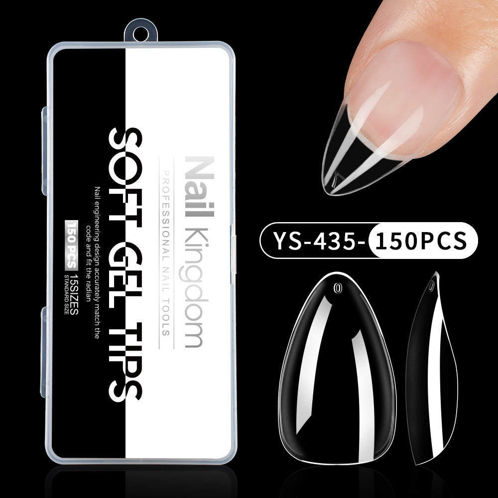 Nail Tips Full number of special nail pads for nail salons, transparent and seamless 150 pcs, boxed press on nails pads, almond trapezoidal fake nails.