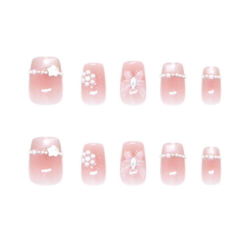 Nail Tips  Prefabricated Nail Three-dimensional Atmospheric Nail Art Ice Clear Butterfly Burst cat eye French Pearl Nail Art 30 pieces｜365nails