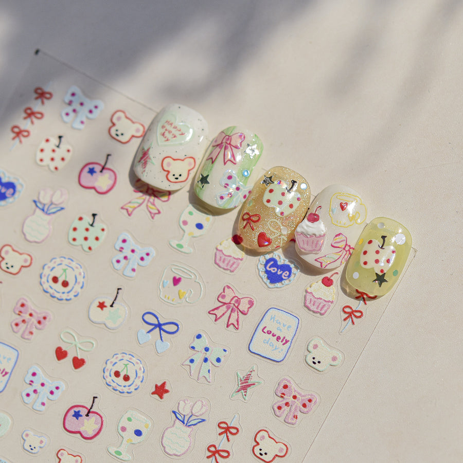 365nails: "Cute Bear & Sweet Treats" – Nail Art Stickers