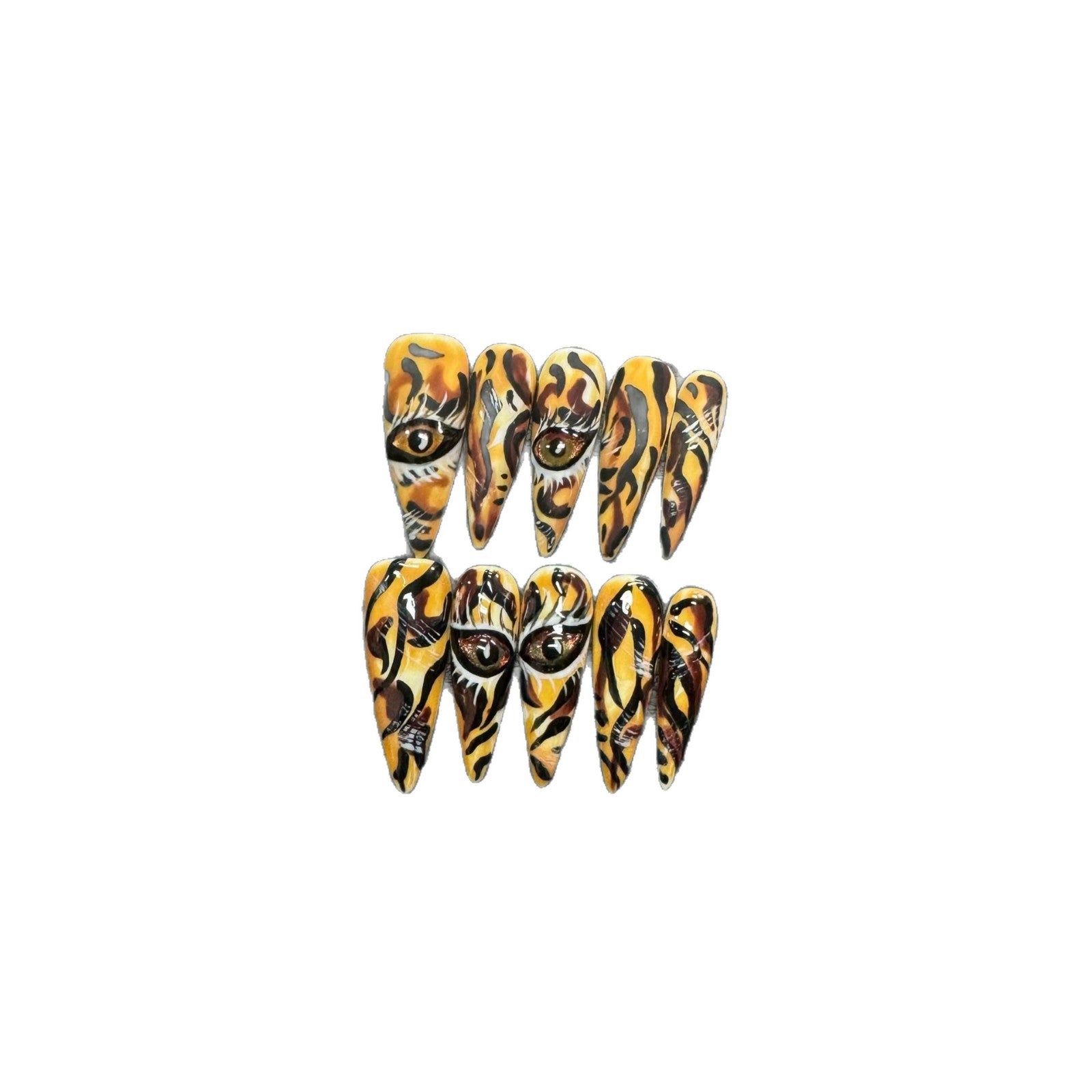 365nails: "Tiger's Eye" – 3D 해골 & 마블 수제 스틸레토형 네일
