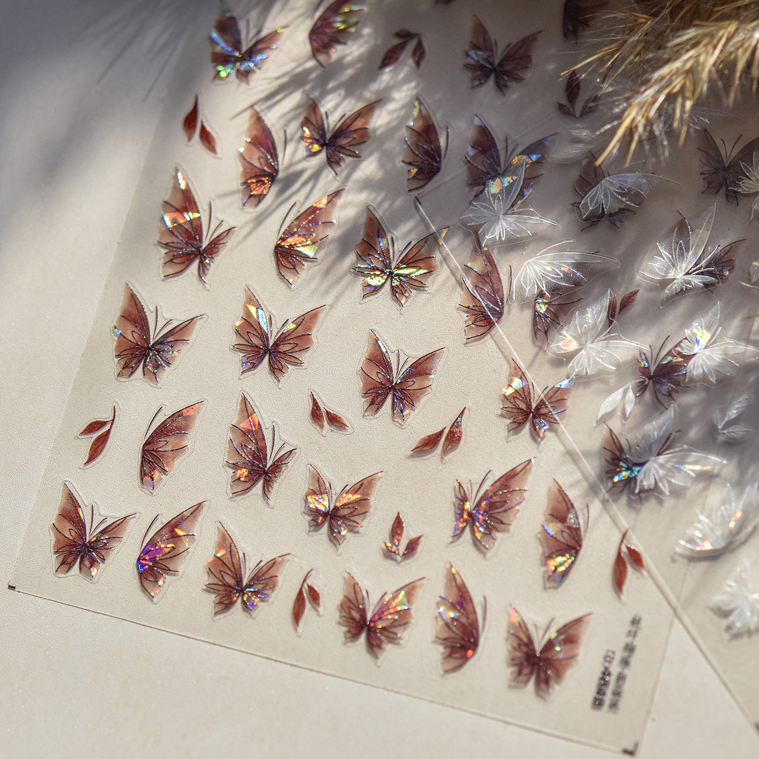 Iridescent Butterfly Collection: "Holographic Flutter" – 3D Embossed Nail Sticker