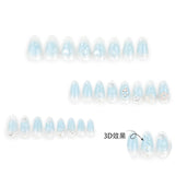 Unhas postiças destacáveis com manchas azuis, atacado, novas unhas de manicure 3D, unhas postiças com estampa de estrela do amor, unhas postiças ｜365nails