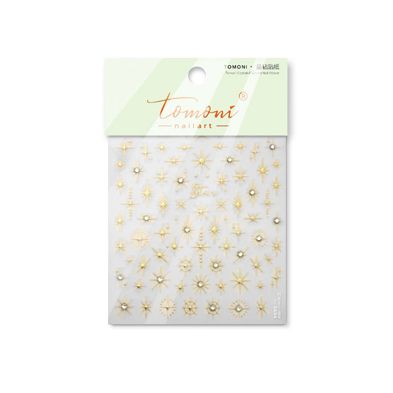 Holographic Starburst Nail Stickers – 3D Rhinestone Celestial Set