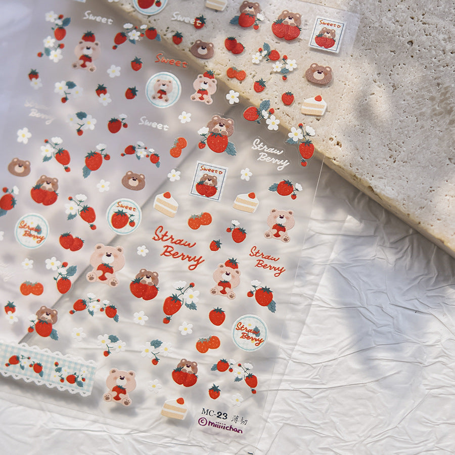 365nails: "Strawberry Teddy & Friends" – nail art stickers