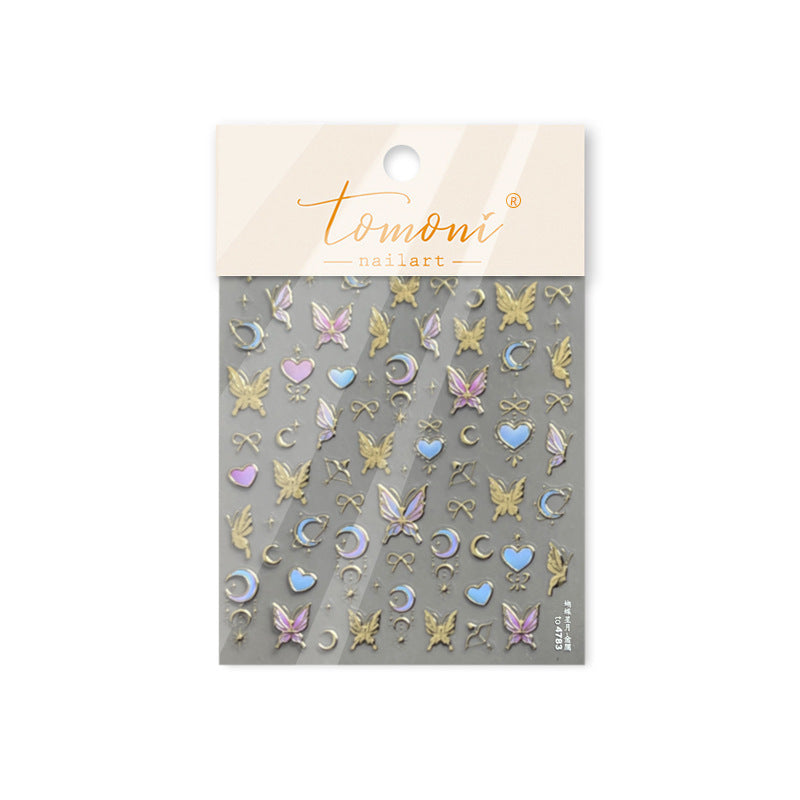 365nails: "Gold Outline Butterfly & Moon" – nail art stickers