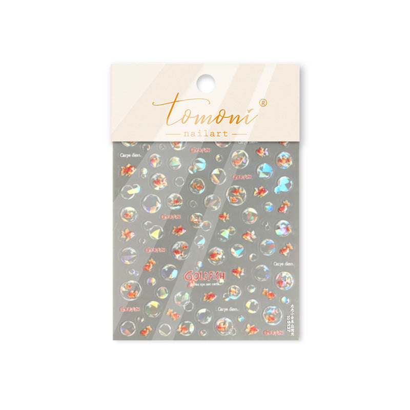 Goldfish Bubble Collection: "Aurora Goldfish" – 3D Holographic Nail Sticker