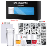Christmas Nail Stamping Kit with Plates, Stamper & Polish Set (MOQ=3)