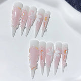 Sweet Blush Floral Extra Long Stiletto Press On Nails