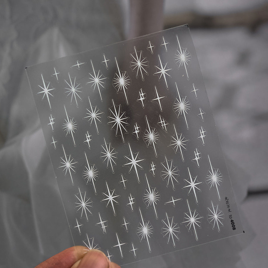 365nails: « explosion d'étoiles blanche en art au trait » – Autocollants pour ongles