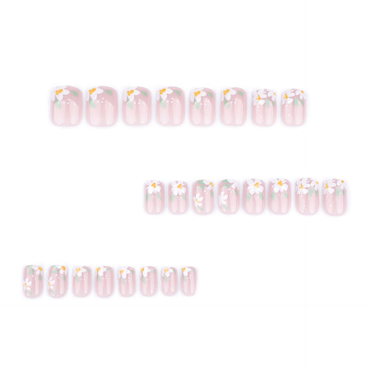 Spring and summer new nail art fake nails short square nail wearable nail piece small fresh flower wearable nail piece finished product wholesale｜365nails