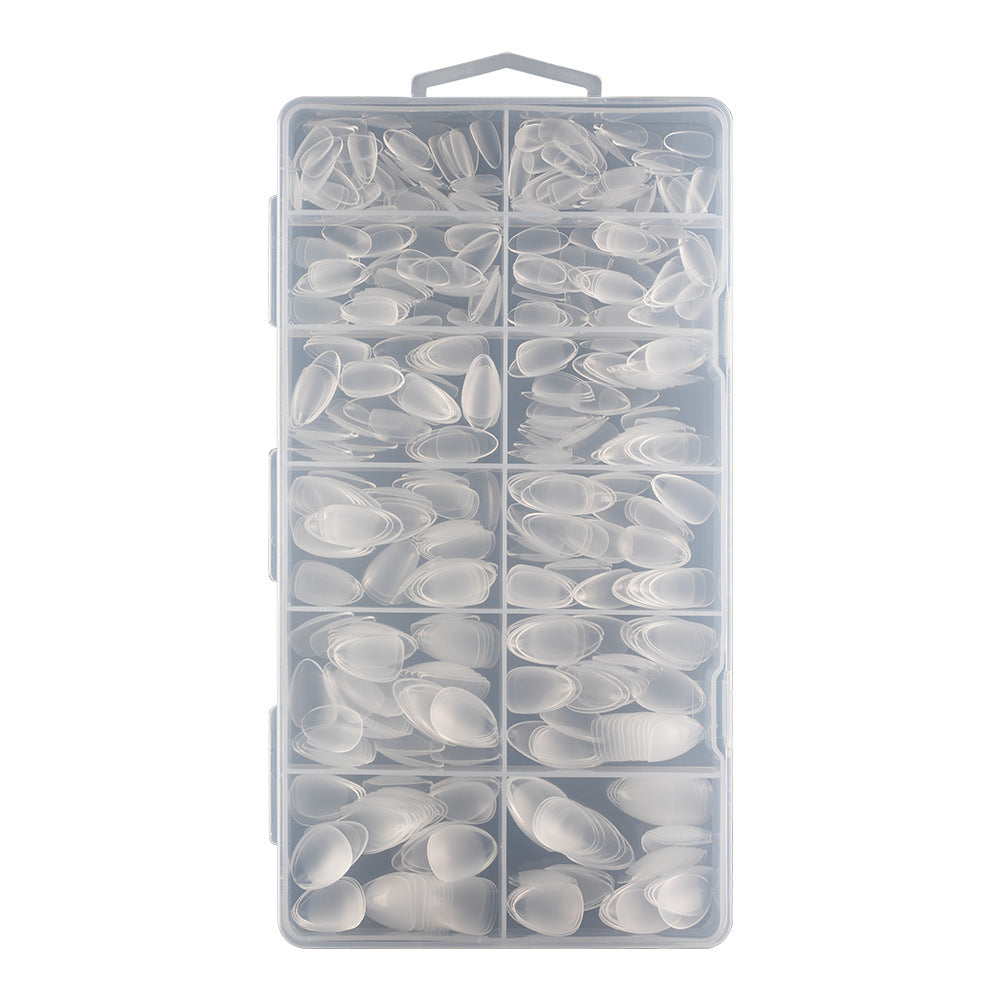 Nail Tips transparent short semi-matte nail piece, almond free of grinding and non-marking patch, press on nails piece patch, fake nail piece.