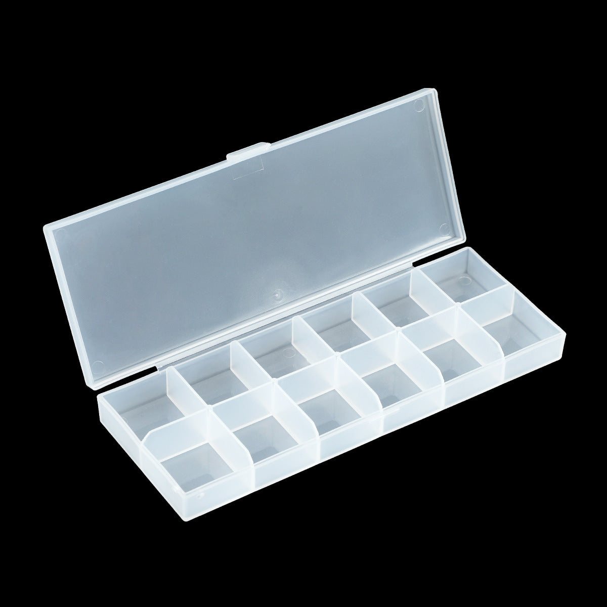 Caja de almacenamiento transparente mate simple con 12 rejillas para uñas | 365nails