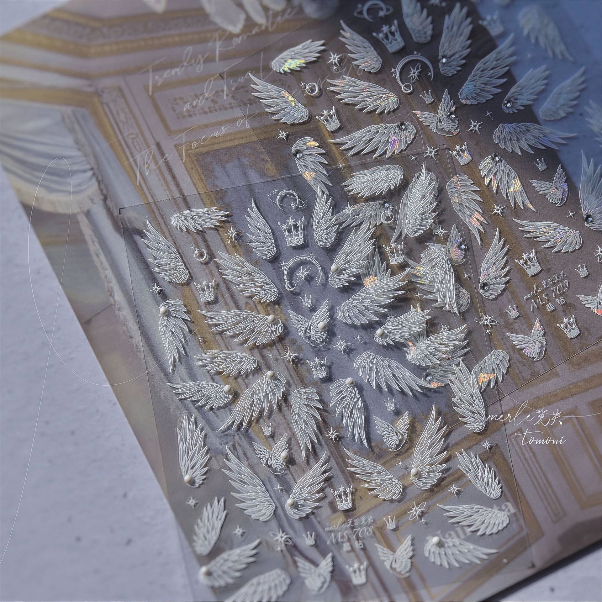 Angel Wing Collection: "Celestial Grace" – 3D Crystal Diamond Nail Sticker