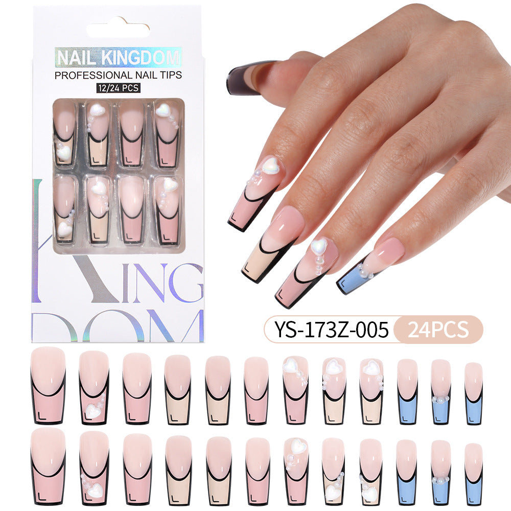 Press on nails fake nail patch extension nail Spice Girl medium rectangle removable 24 pieces with drill manicure