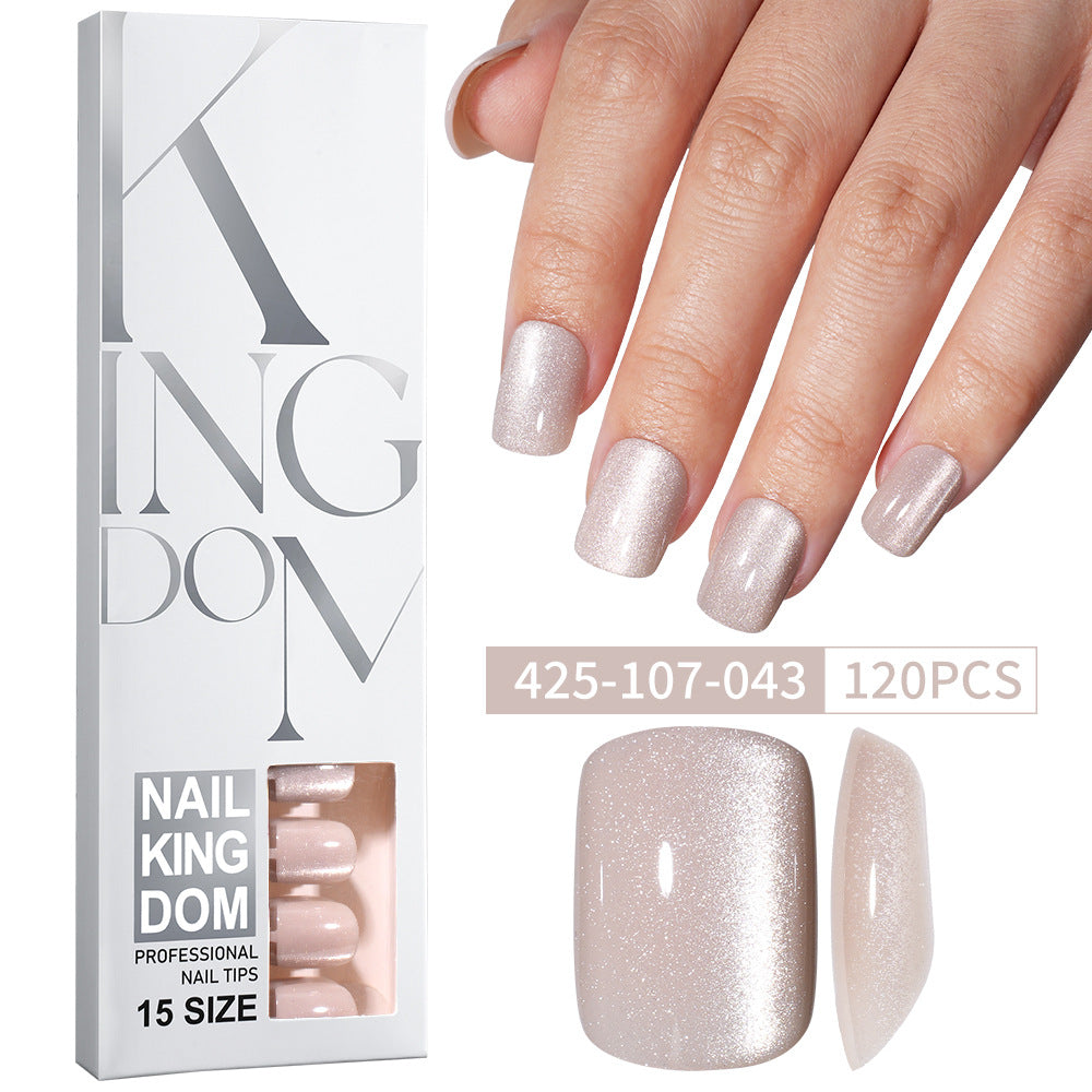 Nail Tips Popular cat eye press on nails, short square nail matte removable fake nails 120 pieces, boxed nail art women