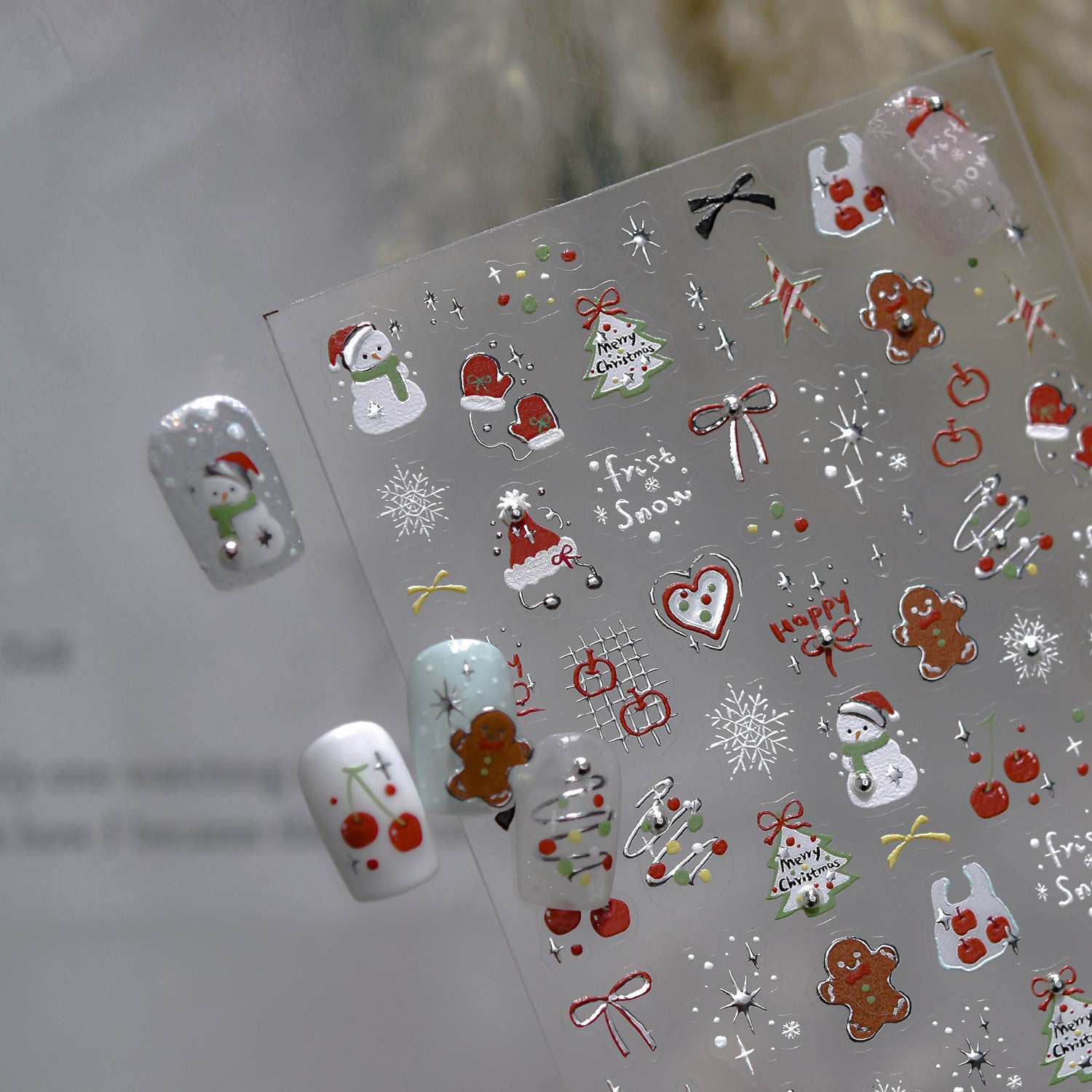 365nails: 크리스마스 홀로그램 크리스탈 네일 아트 스티커