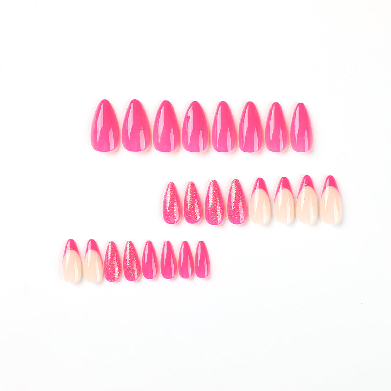 玫瑰紅法式邊緣亮粉 穿戴甲 批發 成品｜365nails