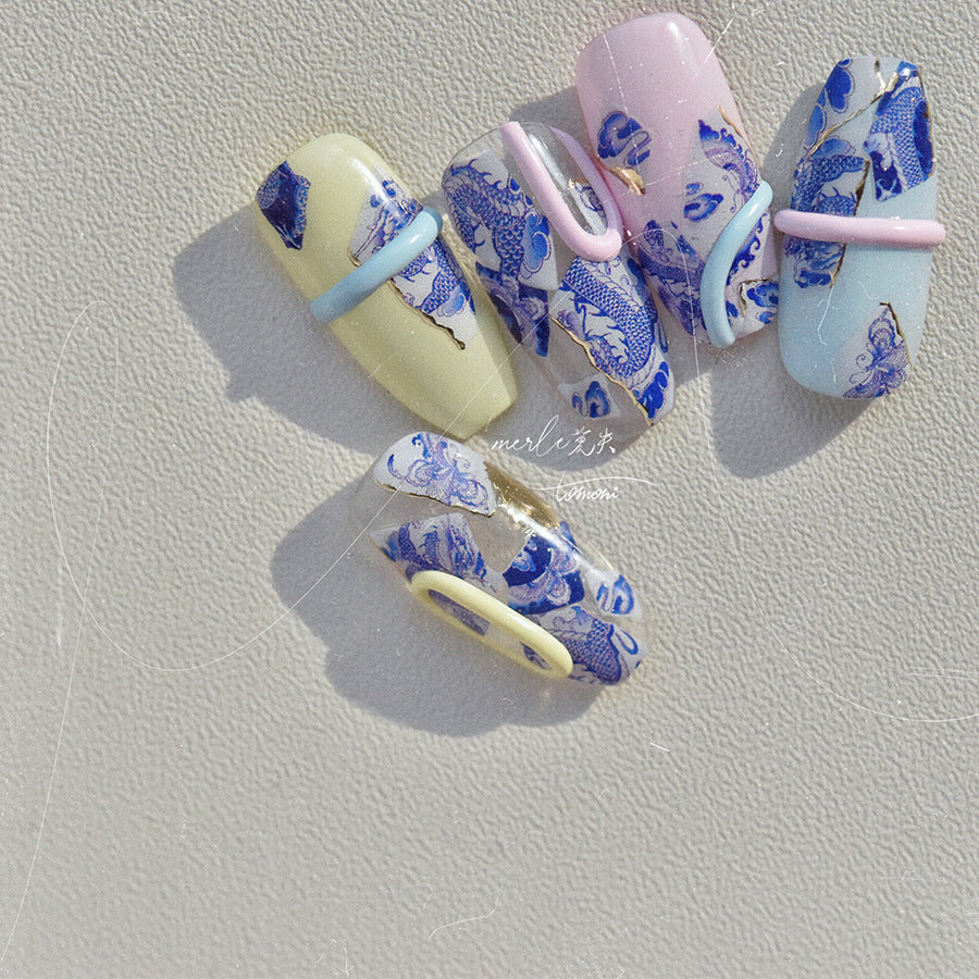365nails: "Blue and White Porcelain Shard" – nail art stickers