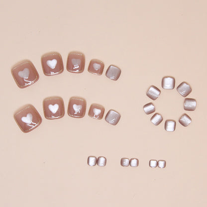 Summer pink cat eye love wearing armor flash fan group sweet girl Press-on toenails fake nails Press-on toenails nail mixed batch nails｜365nails