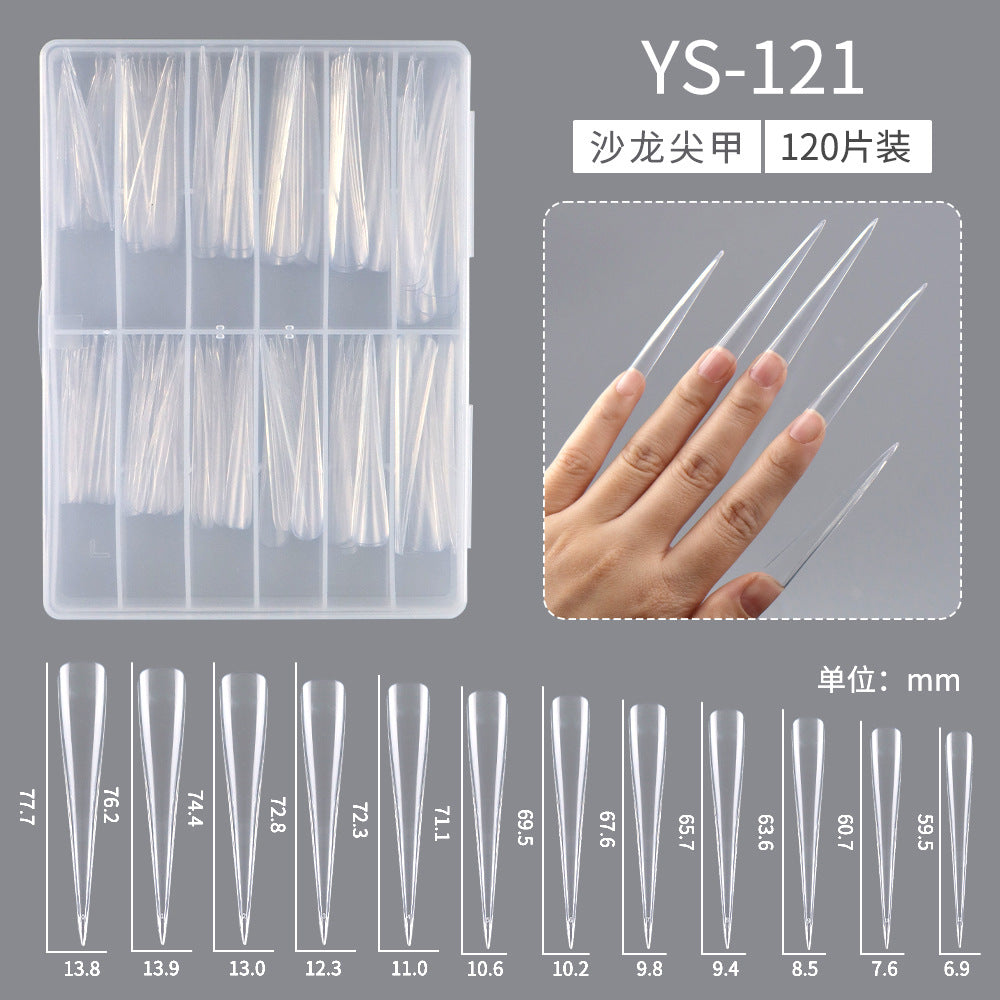 Nail Tips Long salons press on nails pieces, long tip 120 pieces, boxed transparent thin dog lengthened art nail pieces, women