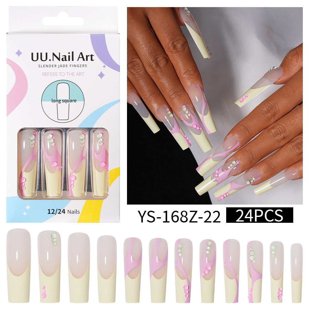Long press on nails, French versatile patch nail art removable prefabricated fake nail press on nails piece