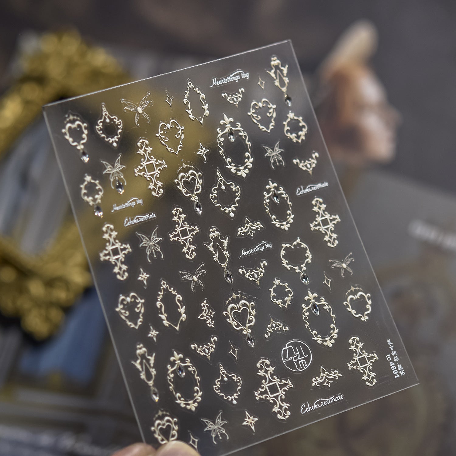 Vintage Ornate Frame: "Royal Crystal" – 5D Crystal Diamond Nail Sticker