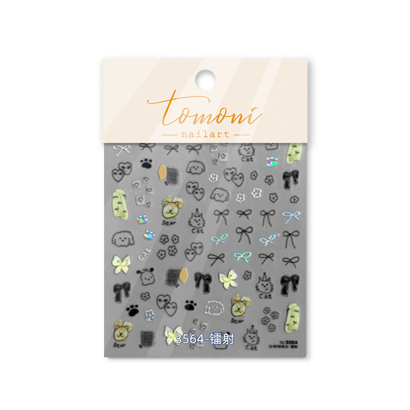 Sketch Pet Collection: "Cute Hologram Paws" – 3D Holographic Nail Sticker
