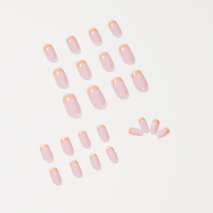 Nude Orange French Pearl press on nails Finished Nail Art Patch False Nail Nail Patch Waterproof Removable｜365nails