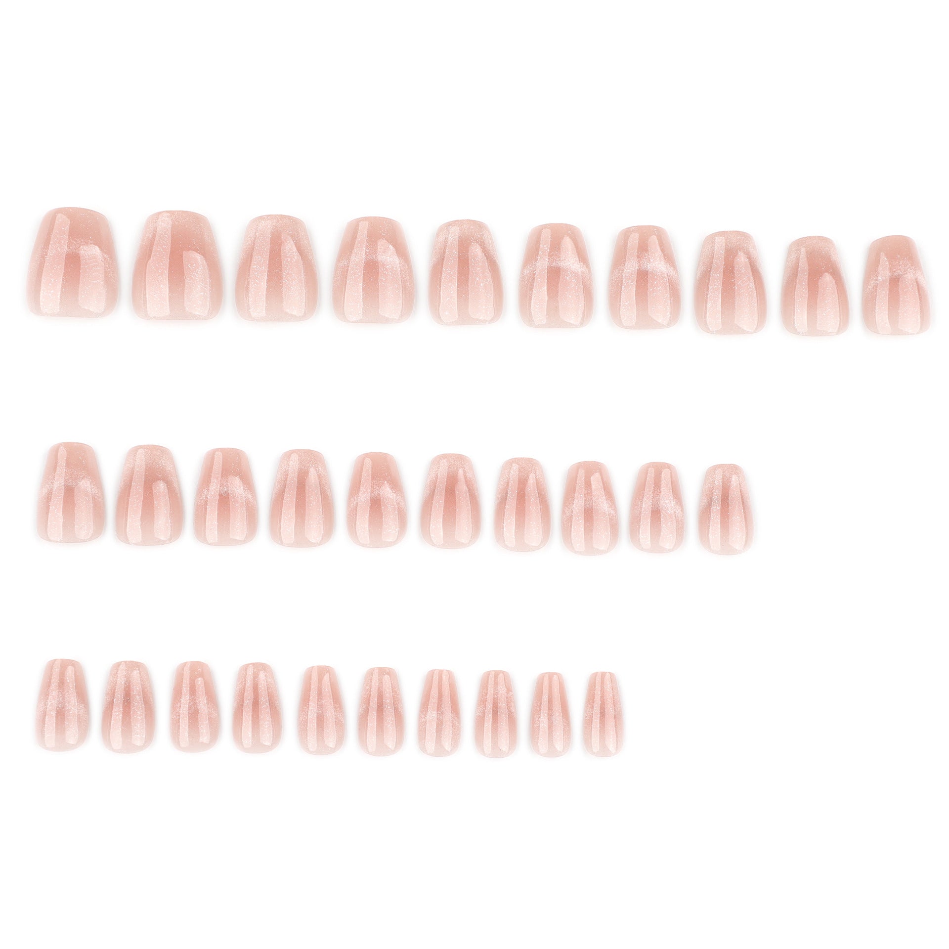 Soft Nude Gradient Glitter Squoval Press On Nails Set