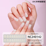 Semi-Cured Gel Nail Strips French Glitter Pink Sparkle Glossy Set (MOQ=3)