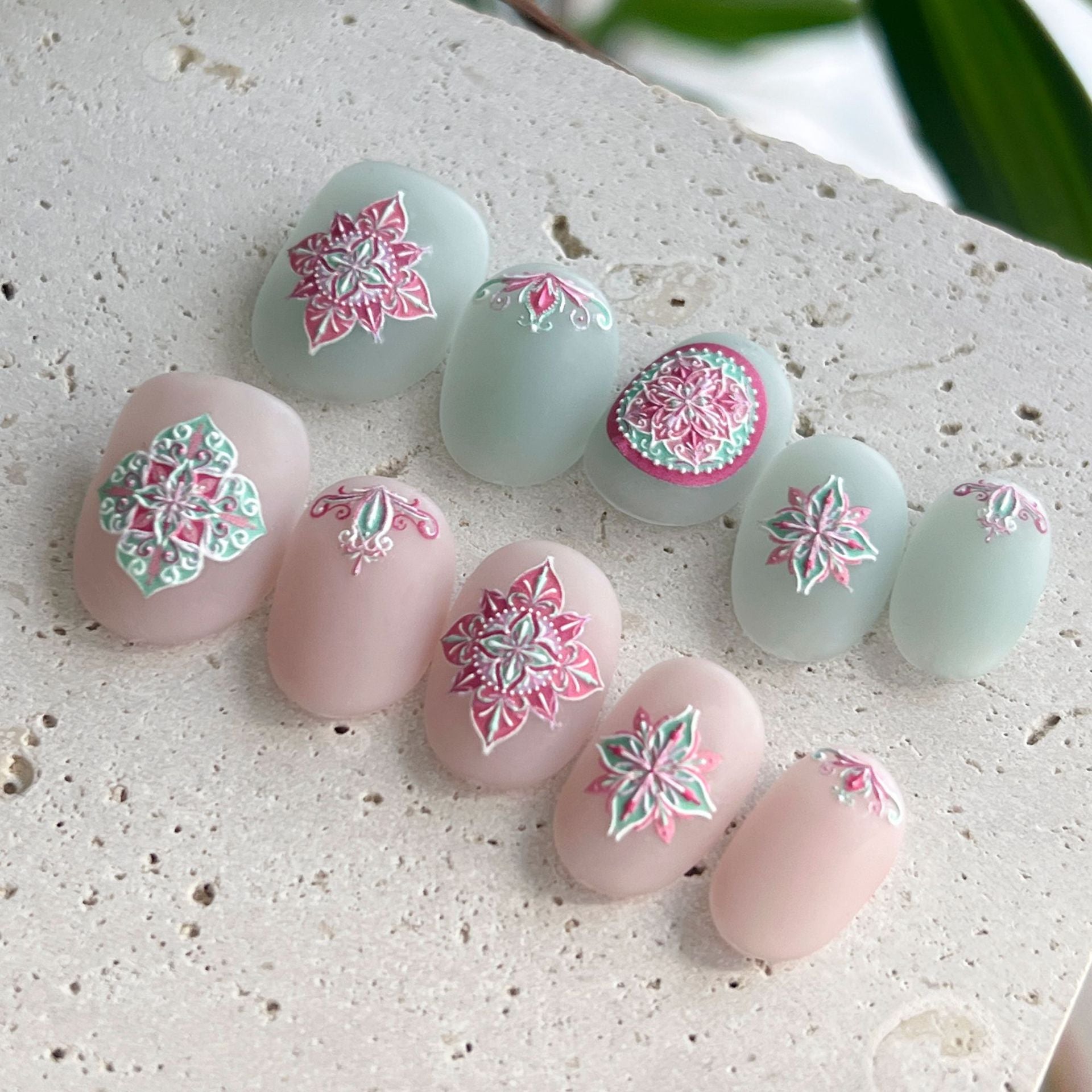 Chinese Traditional Pattern Collection: "Oriental Elegance" – 3D Embossed Nail Sticker