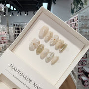 365nails: "Ivory Garden" – 3D Floral Handmade Short Almond Nails