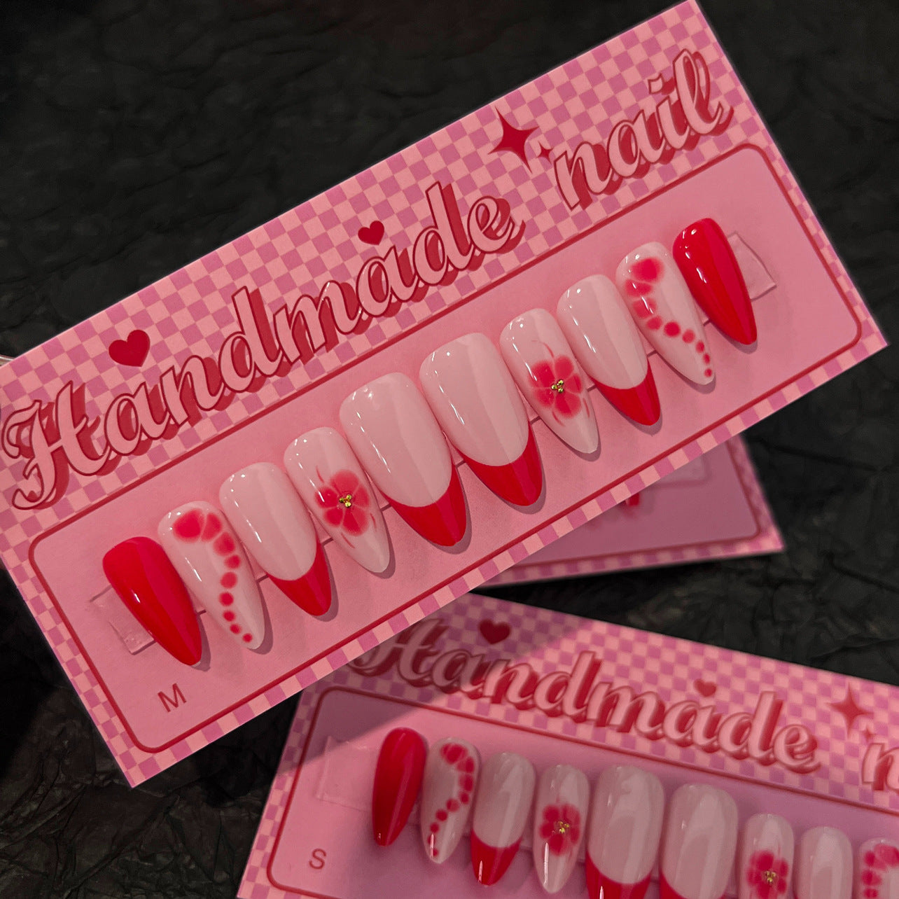 Europe, America and foreign trade sub-code wearing nail piece French red solid color nail art fake nail flower nail patch wholesale