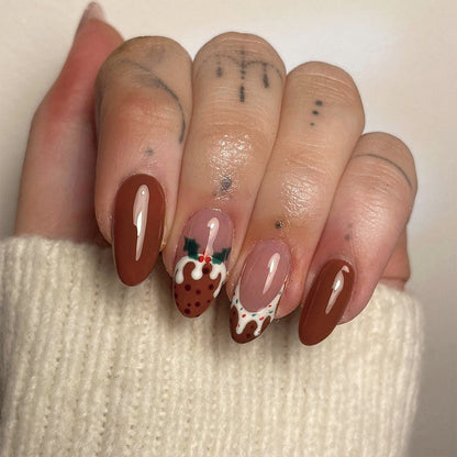 Christmas press on nails snowflake love snowman manicure short almond bow  long nail wholesale｜365nails