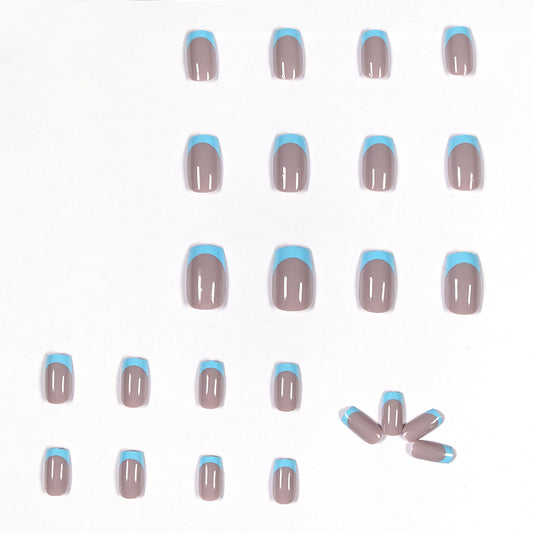 Premium Blue Grey Jelly Press on  Finished Fake Nail   Nail  Waterproof Removable Nail ｜365nails