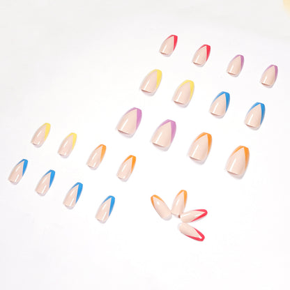 Rainbow French Series Wearing Nail Art Finished Fake Nail Nail Patch Nail Patch Prees on nail｜365nails
