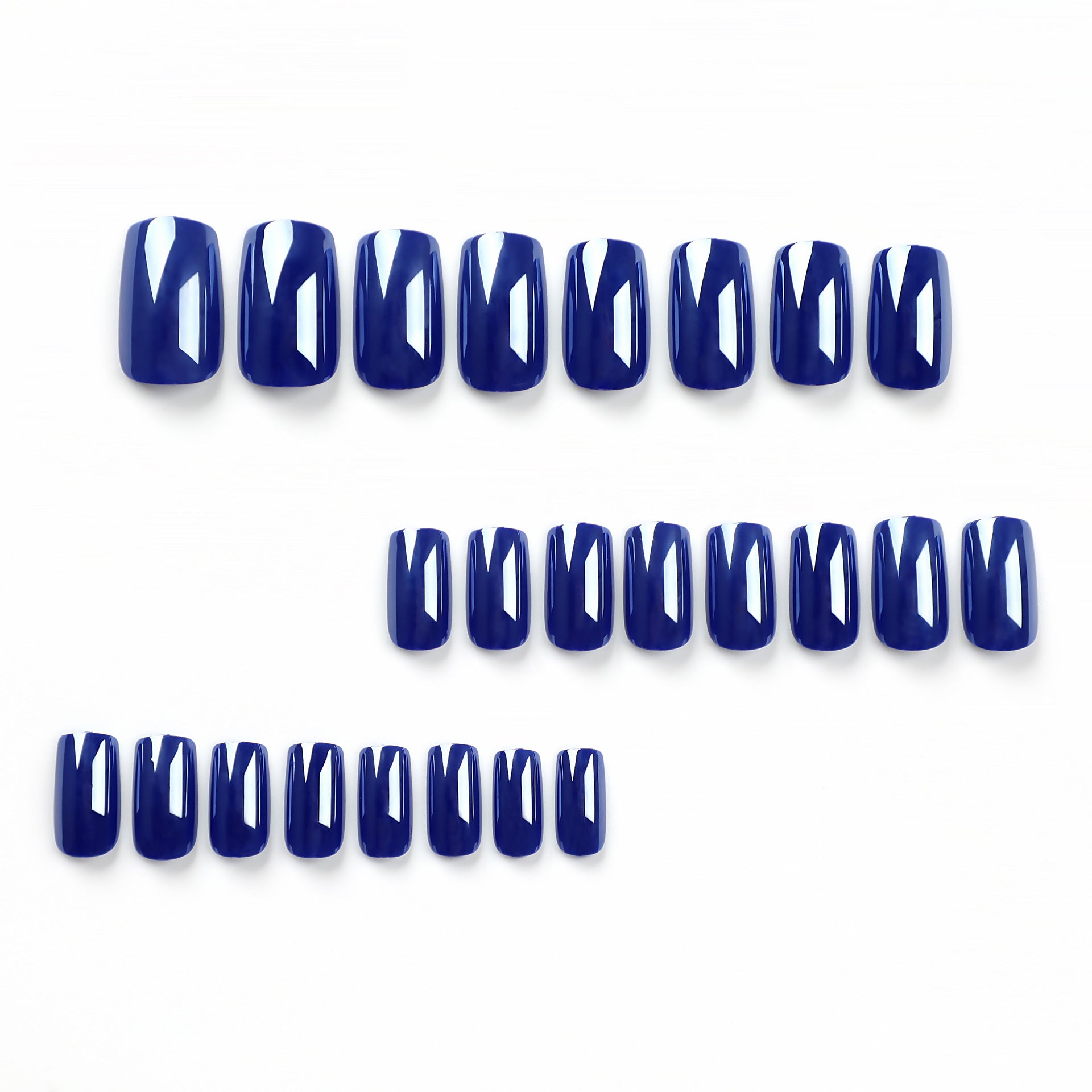 Blue press on nails manicure rectangular fake nails nails piece solid color nails piece press on nails piece nails sticker nails piece｜365nails