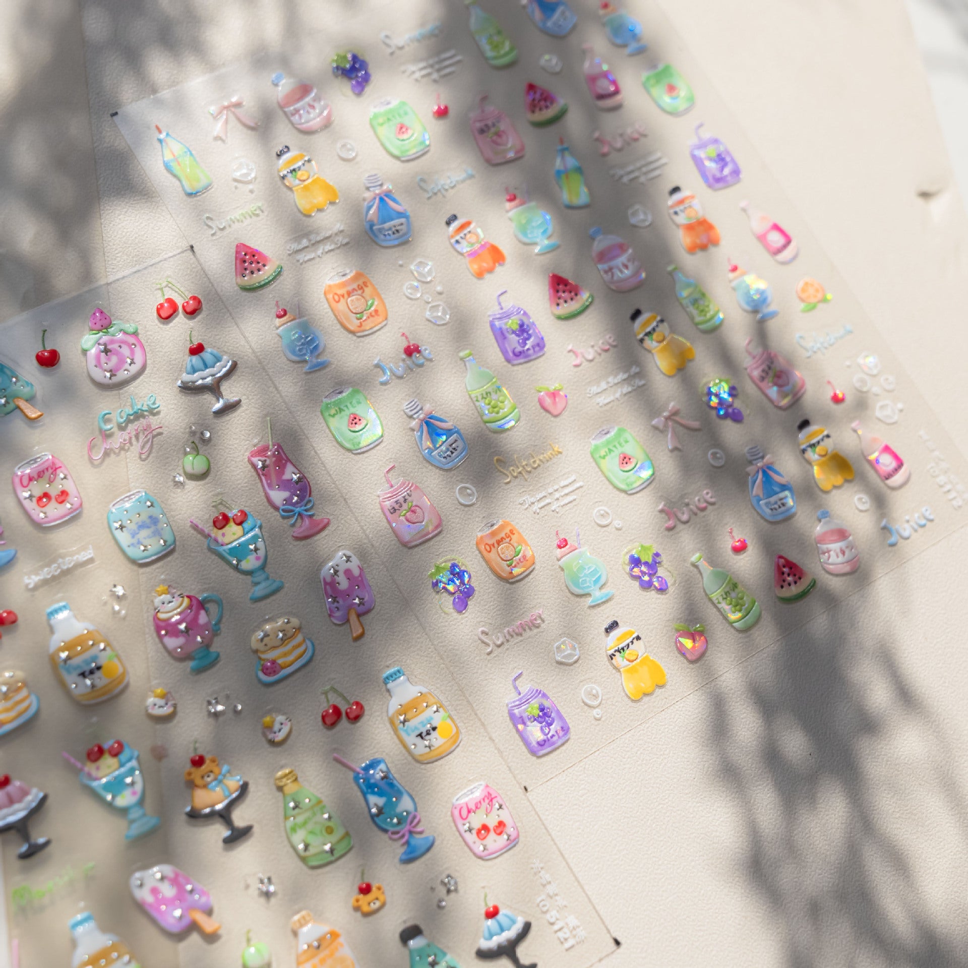 Summer Drink Collection: "Refreshing Summer Drink" – 3D Embossed Nail Sticker