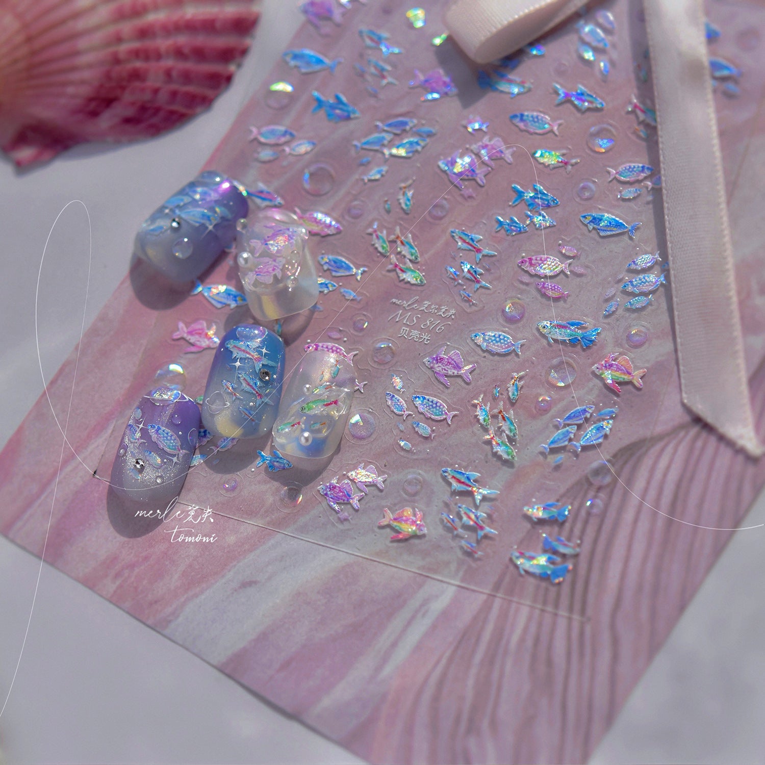 全息魚系列："海洋光暈" – 3D 金屬甲貼