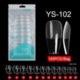 Nail Tips Free engraving and semi-matte press on nails pads 120 pieces, transparent and seamless fake nails in bags, fully attached to matte nail pads