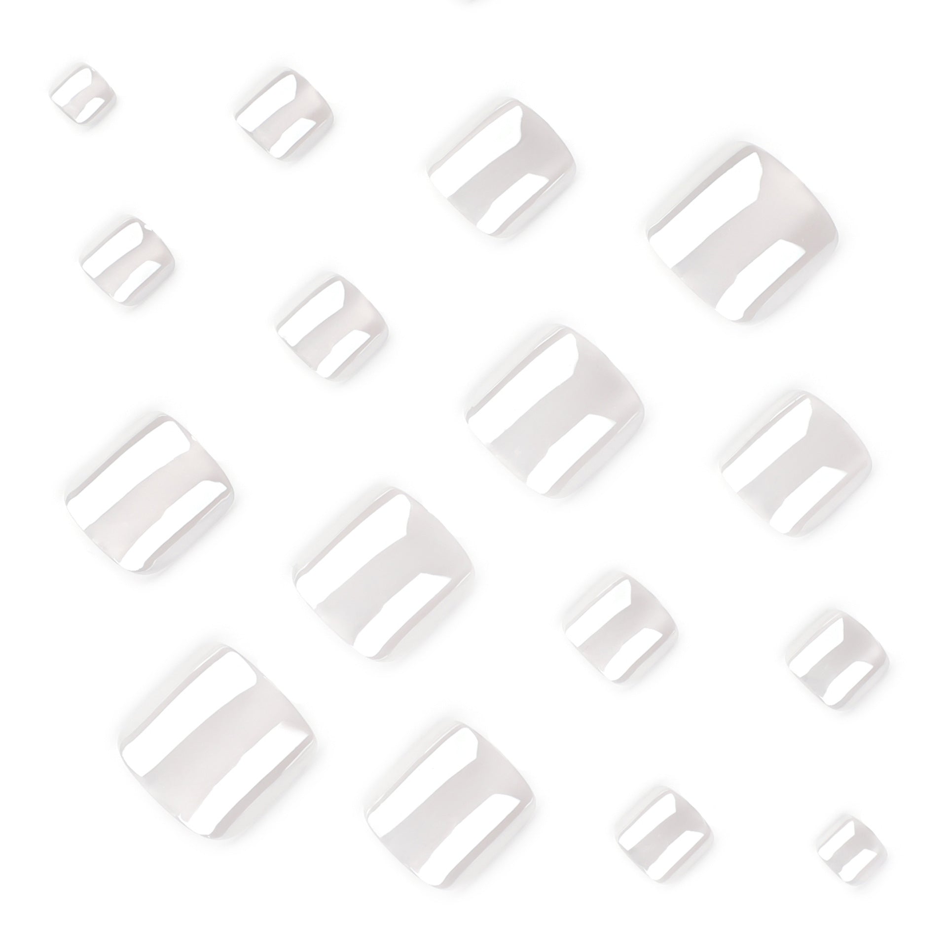 Glossy Pearl White Press On Toenails with Square Shape