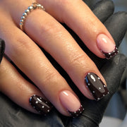 Lefan cross-border explosion, white polka dots, polka dots, wearing nail art, French black fake nails, nail pieces wholesale