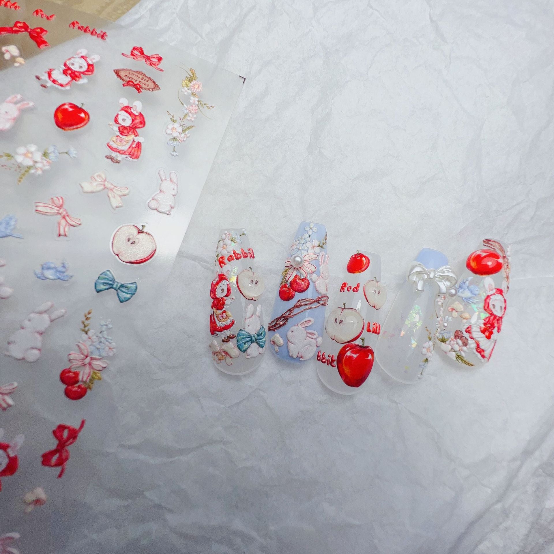 365nails: "kawaii red riding hood bunny" – Nail Art Stickers