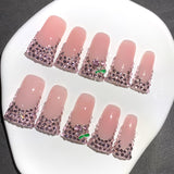 Pink Crystal Frame Elegant Press On Nails