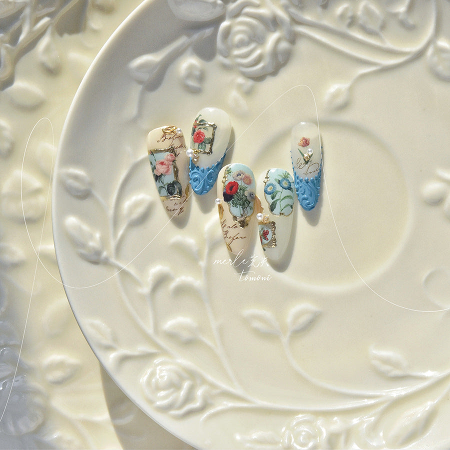 365nails: "Floral cadre doré vintage" – Autocollants de nail art