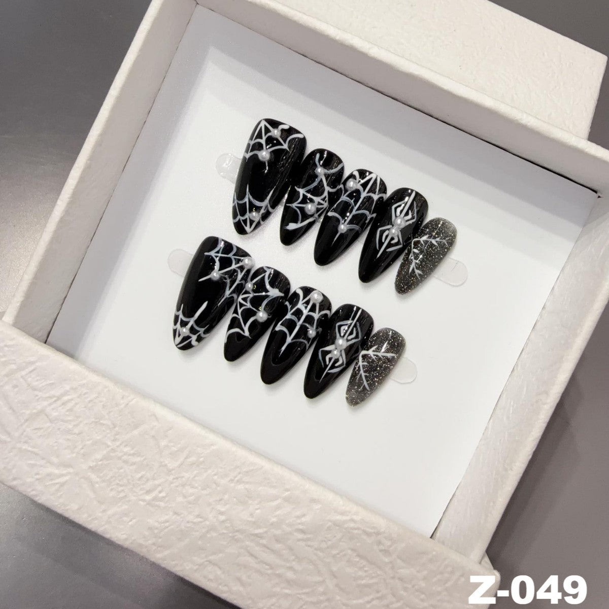 365nails: "Midnight Web" – 3D Spider & Web Handmade Stiletto Nails